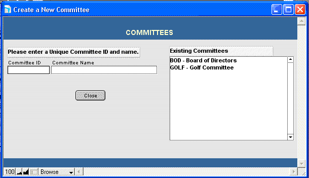 New Committee Windows